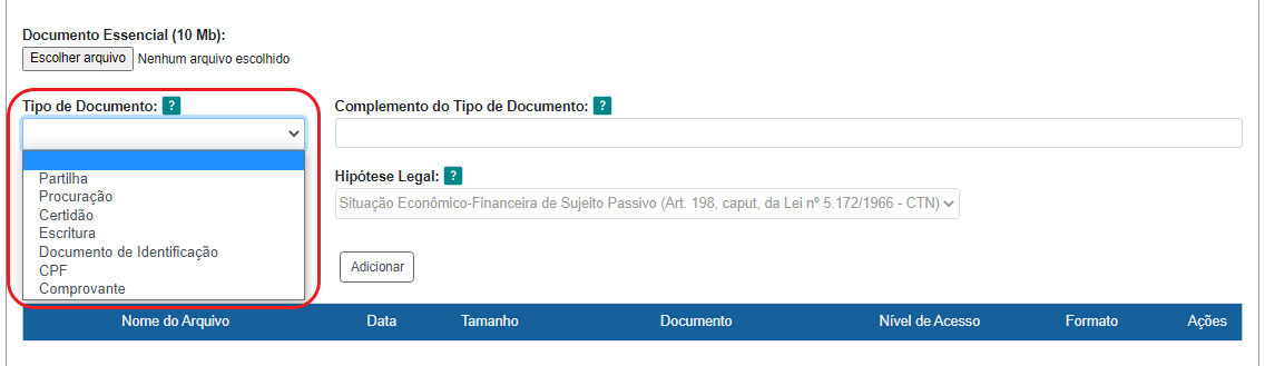 Exemplo de documentos essenciais