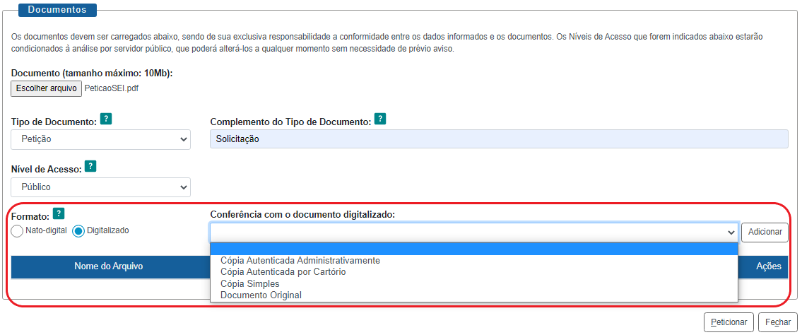 Formato de documento externo