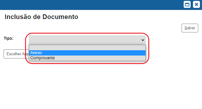 Seleção do Tipo de Documento